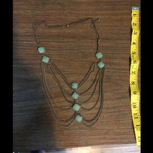 Bohemian jade and bronze/gold layered necklace